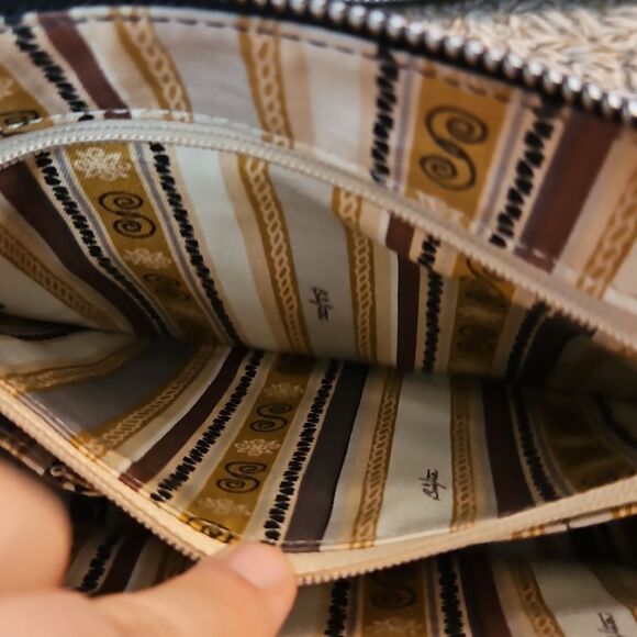 Brighton Black & Brown Leather Crossbody Bag | Adjustable Strap | 11"x7.5"x3" - Picture 11 of 15